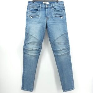 Hudson Mens Jeans Biker V.2 Skinny 34 Light Blue Moto Denim